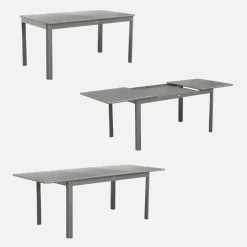Conjunto de jardim com mesa extensível de alumínio com 6 cadeiras e 2 poltronas