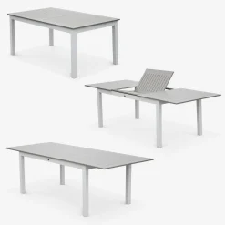 Conjunto de jardim com mesa extensível em alumínio com 8 cadeiras