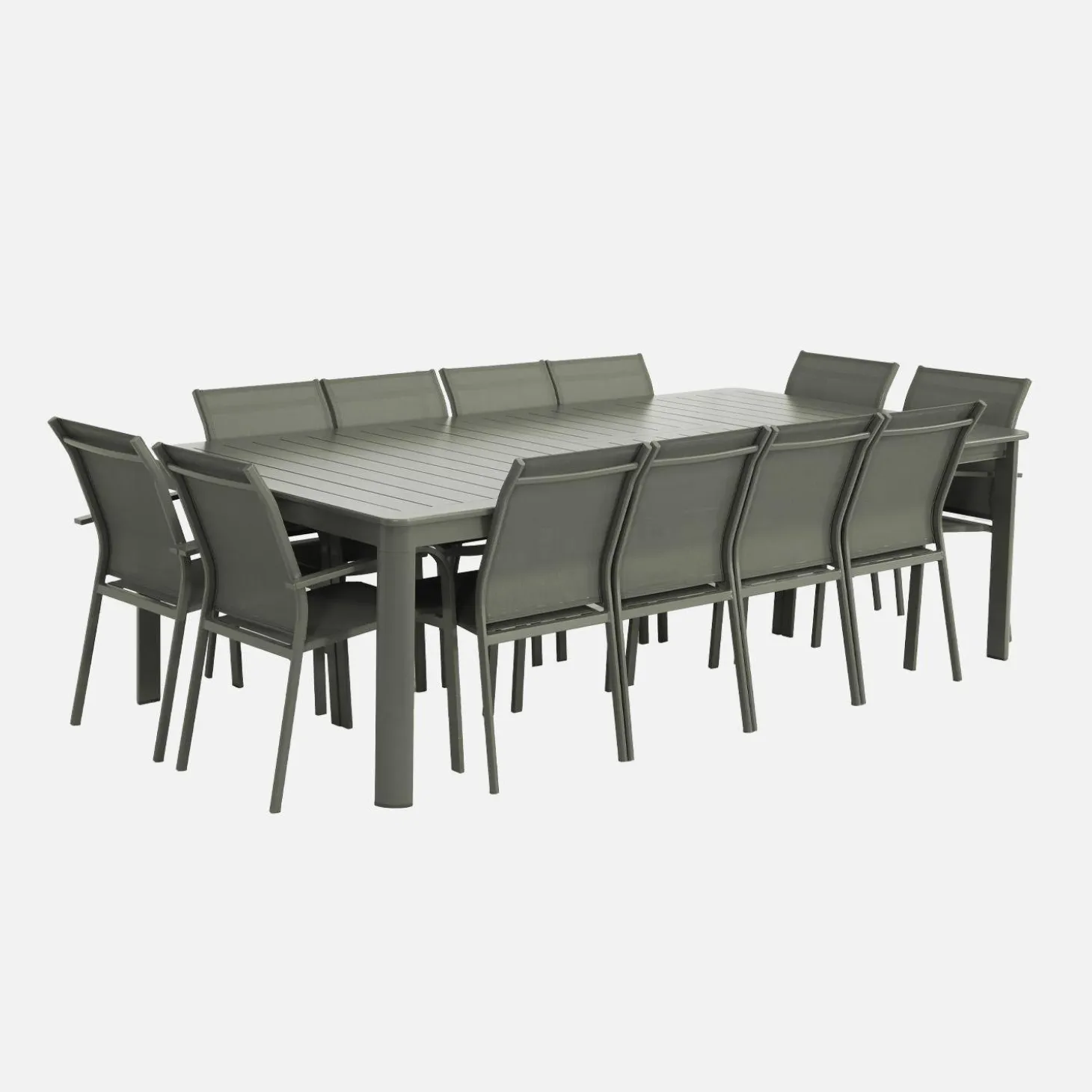 Conjunto de jardim com mesa extensível em alumínio com 12 cadeiras
