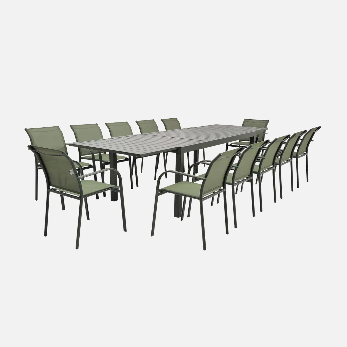 Conjunto de jardim com mesa extensível em alumínio com 10 cadeiras