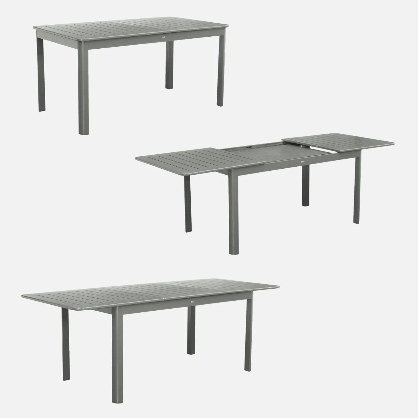 Conjunto de jardim com mesa extensível em alumínio com 4 cadeiras e 2 poltronas