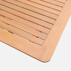 Conjunto de jardim com mesa extensível em madeira de eucalipto com 6 cadeiras