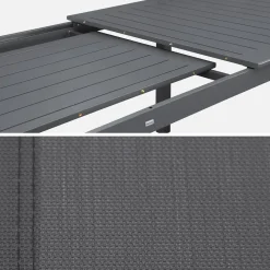 Conjunto de jardim com mesa extensível em alumínio com 4 cadeiras e 2 poltronas