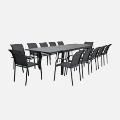 Conjunto de jardim com mesa extensível em alumínio com 10 cadeiras