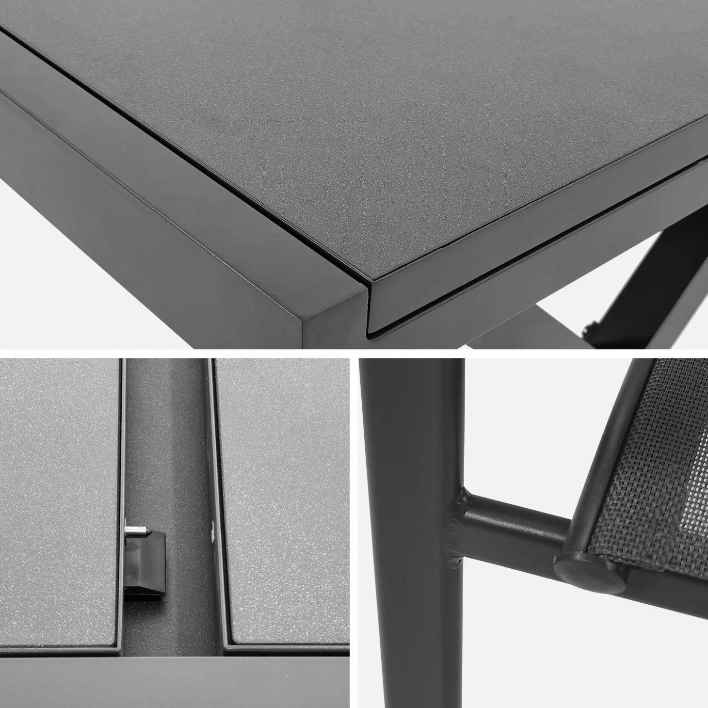 Conjunto de jardim com mesa extensível em alumínio com 8 cadeiras