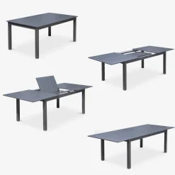 Conjunto de jardim com mesa extensível em alumínio com 8 cadeiras