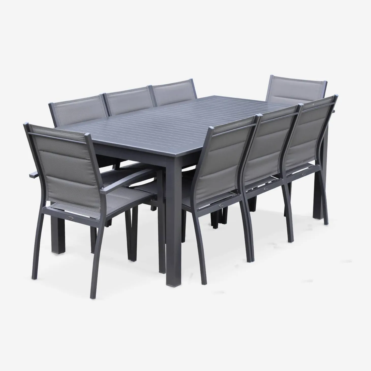 Conjunto de jardim com mesa extensível em alumínio com 8 cadeiras