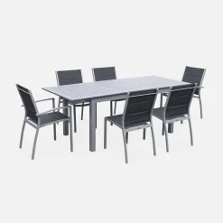 Conjunto de jardim com mesa extensível em alumínio com 6 cadeiras
