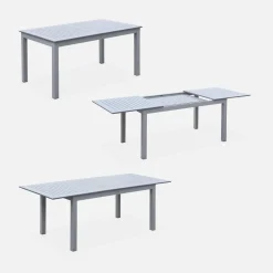 Conjunto de jardim com mesa extensível em alumínio com 6 cadeiras
