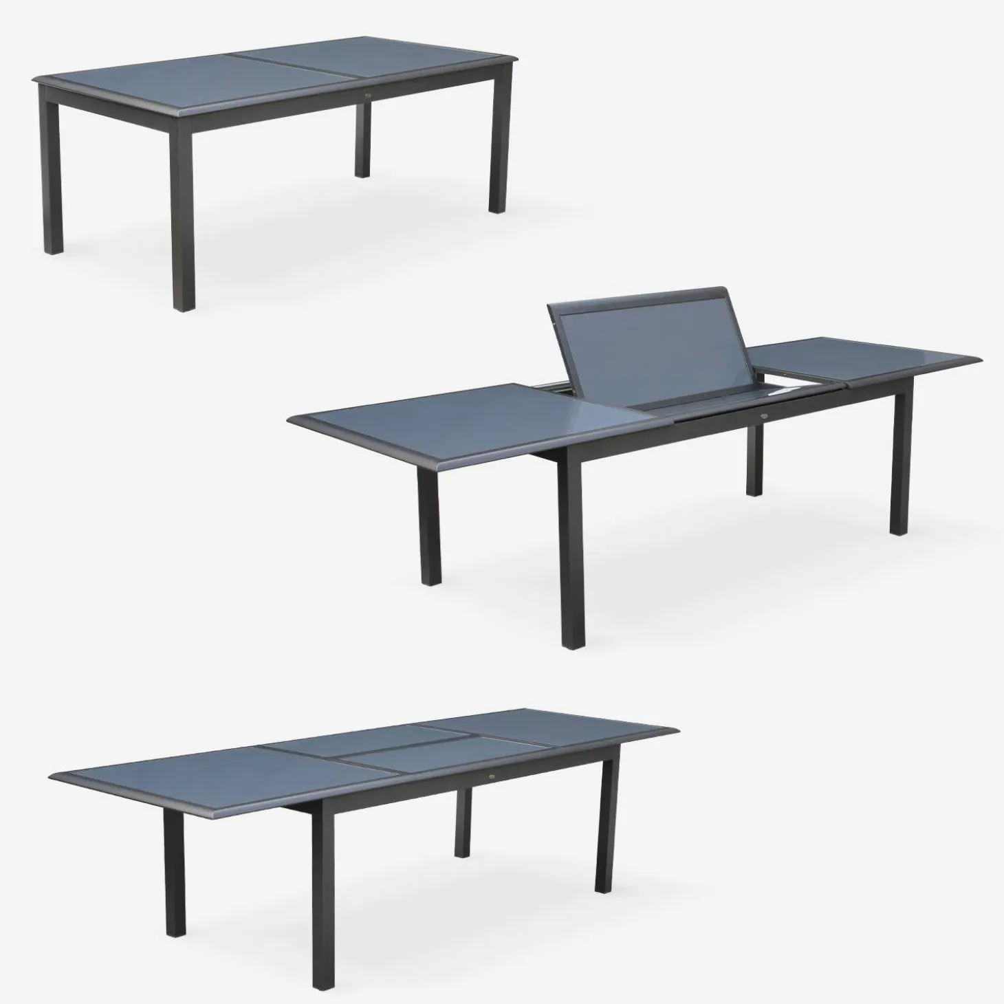 Conjunto de jardim com mesa extensível em alumínio com 8 cadeiras