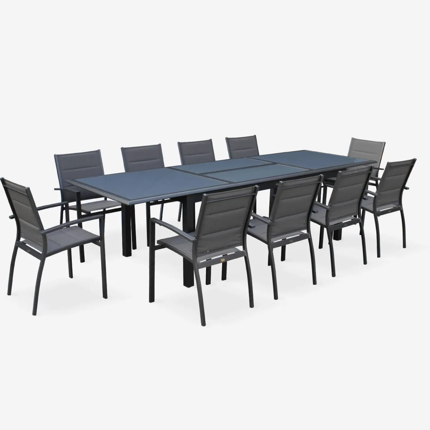 Conjunto de jardim com mesa extensível em alumínio com 8 cadeiras