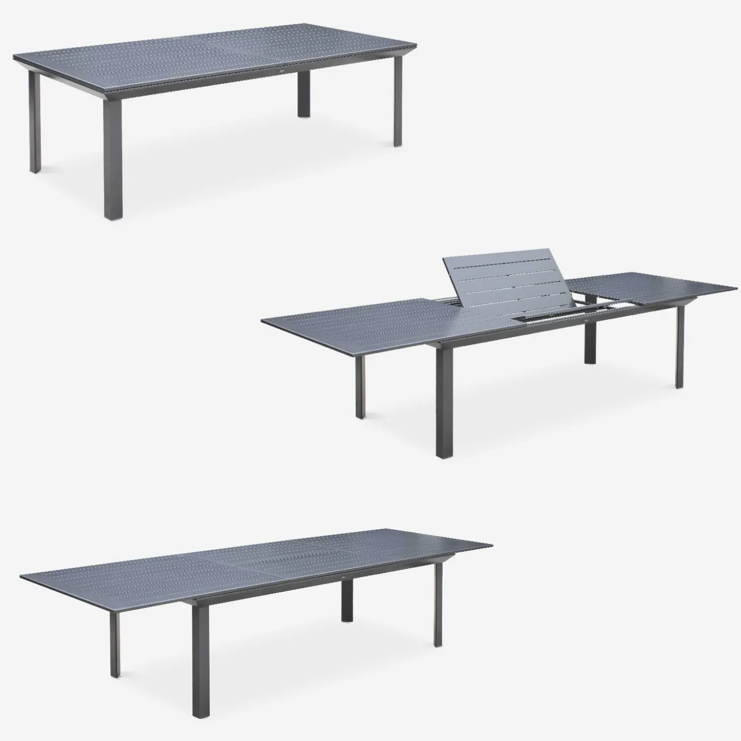 Conjunto de jardim com mesa extensível de alumínio com 10 cadeiras