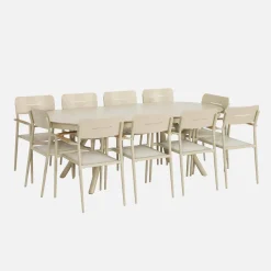 Conjunto de jardim com mesa oval extensível em alumínio com 10 cadeiras
