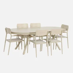 Conjunto de jardim com mesa oval extensível em alumínio com 6 cadeiras