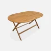 Conjunto de jardim com mesa oval dobrável em madeira com 6 cadeiras