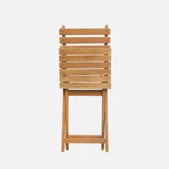 Conjunto de jardim com mesa oval dobrável em madeira com 6 cadeiras
