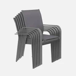 Conjunto de jardim com mesa redonda em alumínio com 6 cadeiras