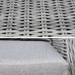 Conjunto de jardim com mesa redonda em tecido de resina, 6 lugares