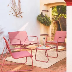 Conjunto de jardim com sofá em aço, 4 lugares