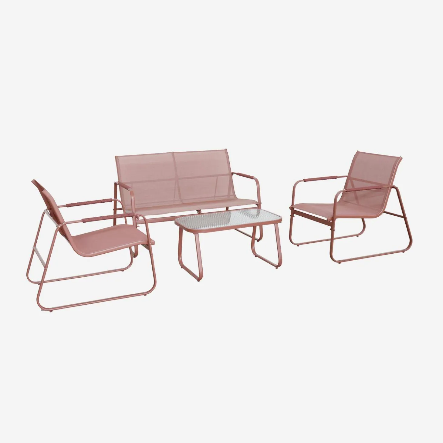 Conjunto de jardim com sofá em aço, 4 lugares