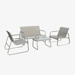 Conjunto de jardim com sofá em aço, 4 lugares
