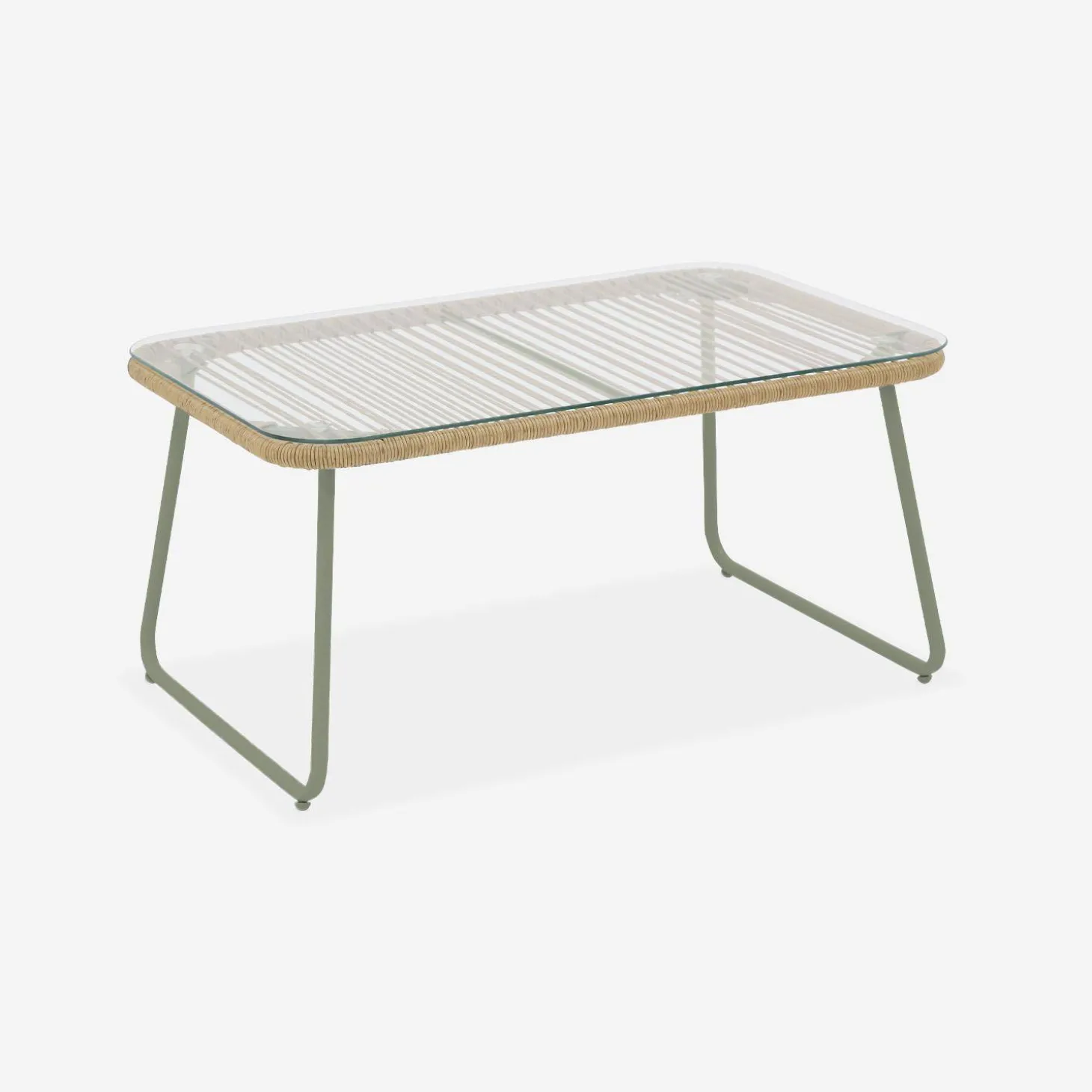 Conjunto de jardim com sofá em corda e aço galvanizado, 4 lugares