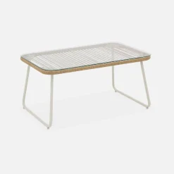 Conjunto de jardim com sofá em corda e aço galvanizado, 4 lugares
