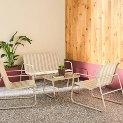 Conjunto de jardim com sofá em metal, 4 lugares