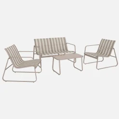 Conjunto de jardim com sofá em metal, 4 lugares