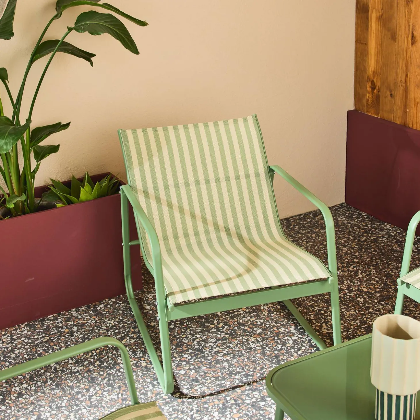 Conjunto de jardim com sofá em metal, 4 lugares