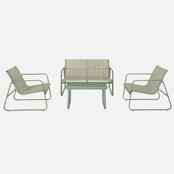 Conjunto de jardim com sofá em metal, 4 lugares