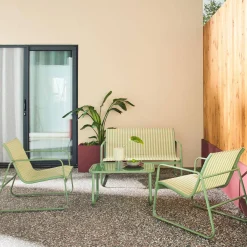 Conjunto de jardim com sofá em metal, 4 lugares