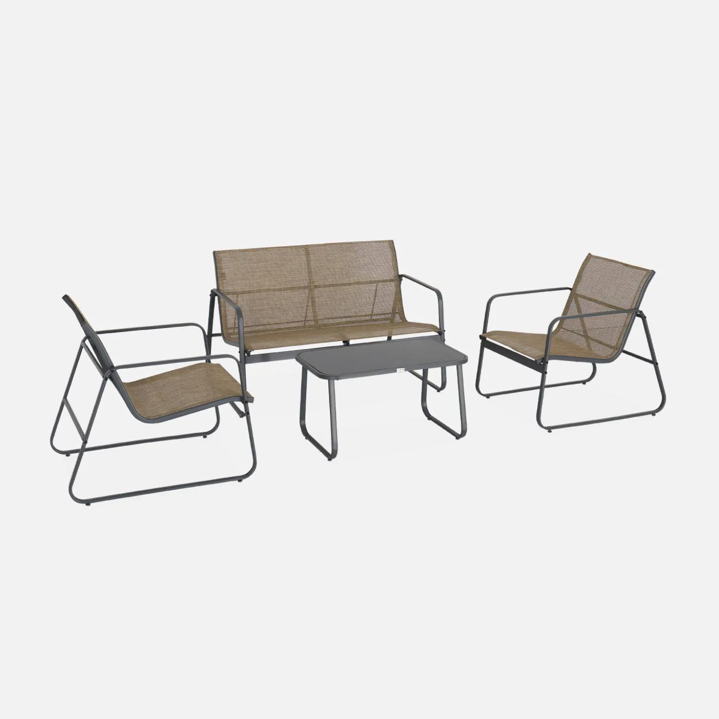 Conjunto de jardim com sofá em metal, 4 lugares