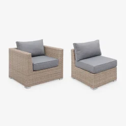 Conjunto de jardim com sofá em resina entrançada, 5 lugares