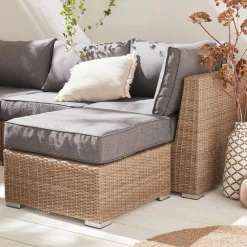 Conjunto de jardim com sofá em resina entrançada, 5 lugares