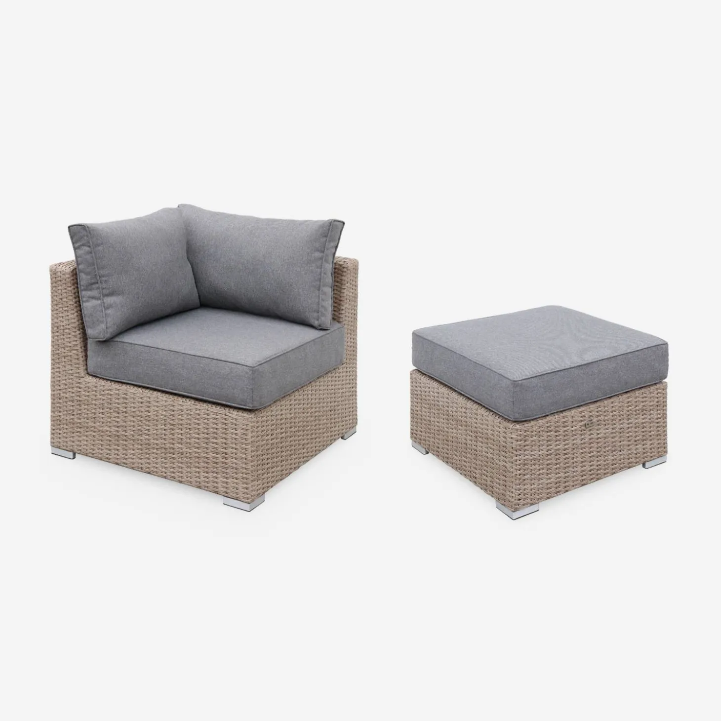 Conjunto de jardim com sofá em resina entrançada, 5 lugares