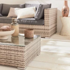 Conjunto de jardim com sofá em resina entrançada, 12 a 14 lugares