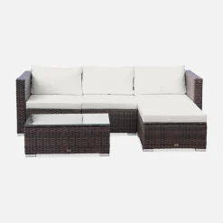 Conjunto de jardim com sofá em resina, 4 lugares