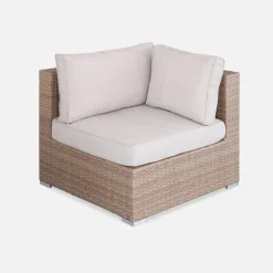 Conjunto de jardim com sofá em resina entrançada, 5 lugares