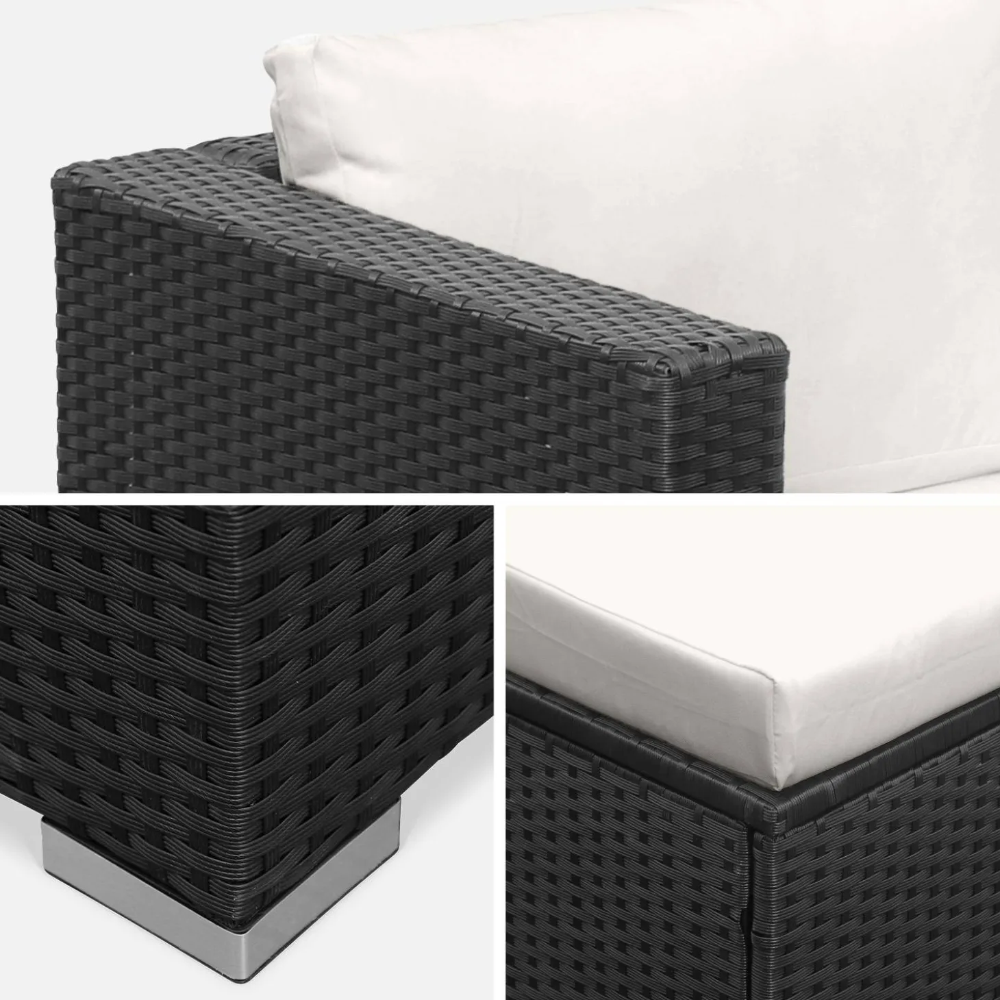 Conjunto de jardim com sofá em resina, 4 lugares