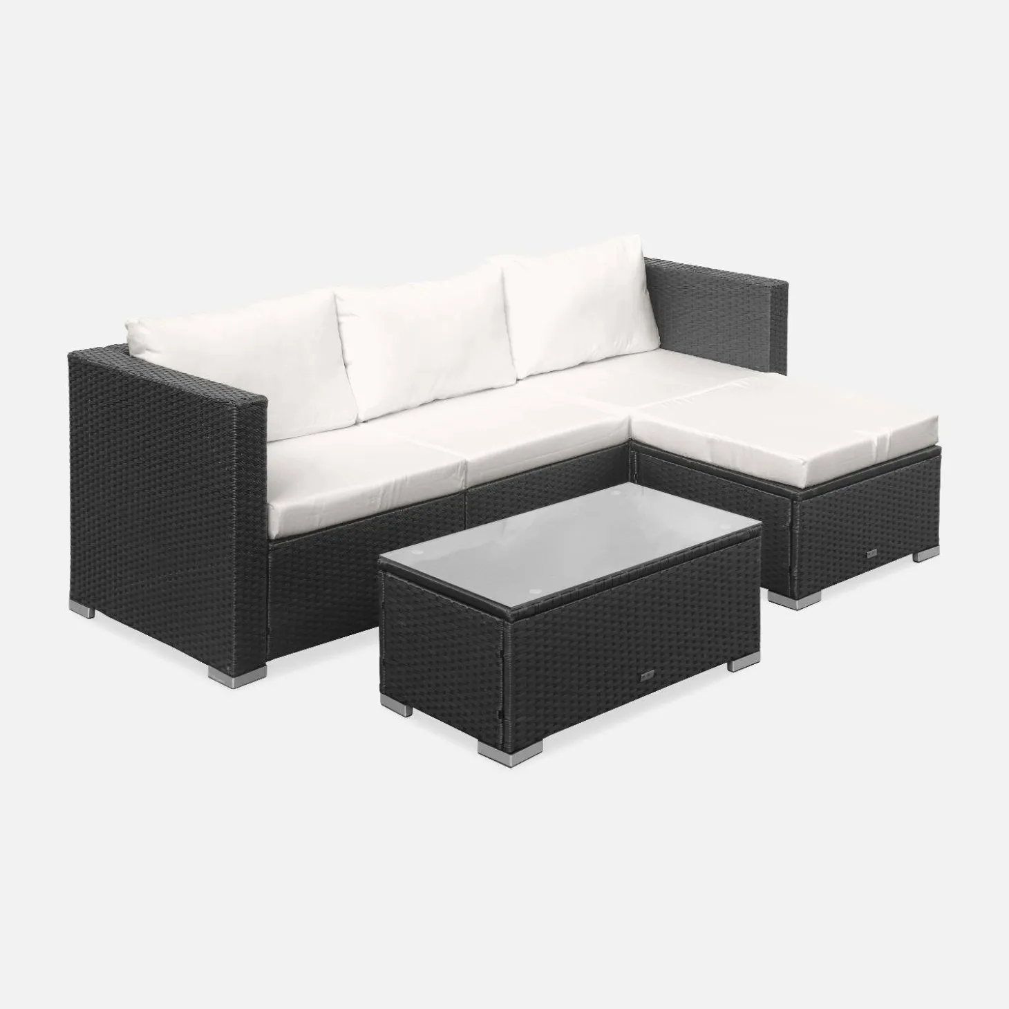 Conjunto de jardim com sofá em resina, 4 lugares