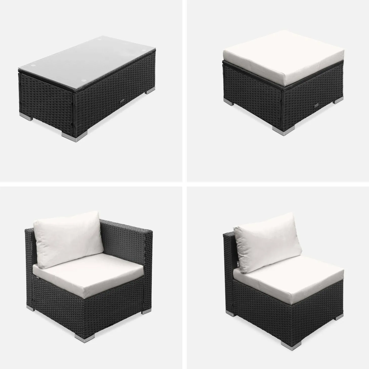 Conjunto de jardim com sofá em resina, 4 lugares