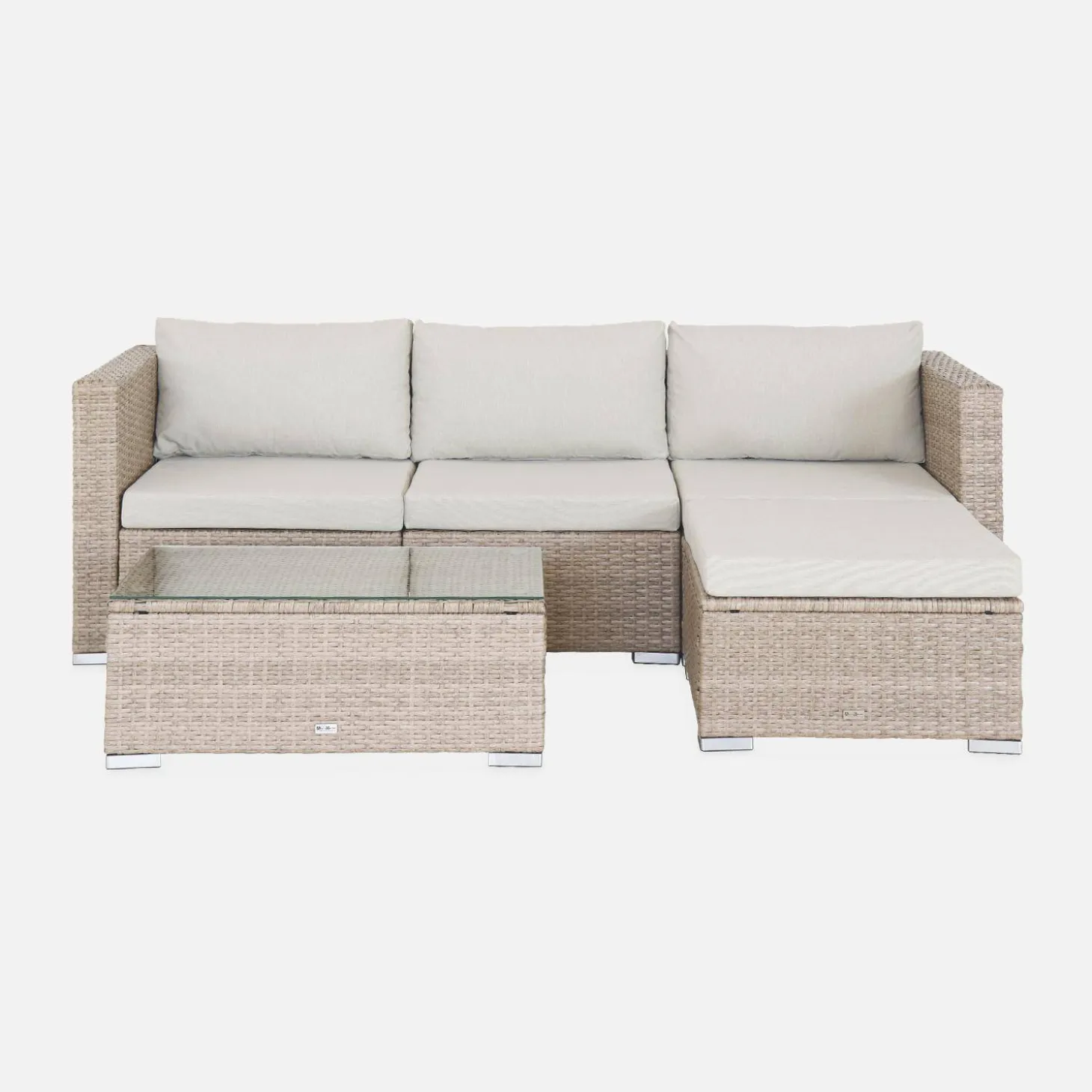 Conjunto de jardim com sofá em resina, 4 lugares