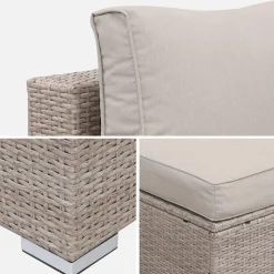 Conjunto de jardim com sofá em resina, 4 lugares