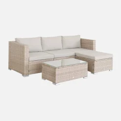 Conjunto de jardim com sofá em resina, 4 lugares