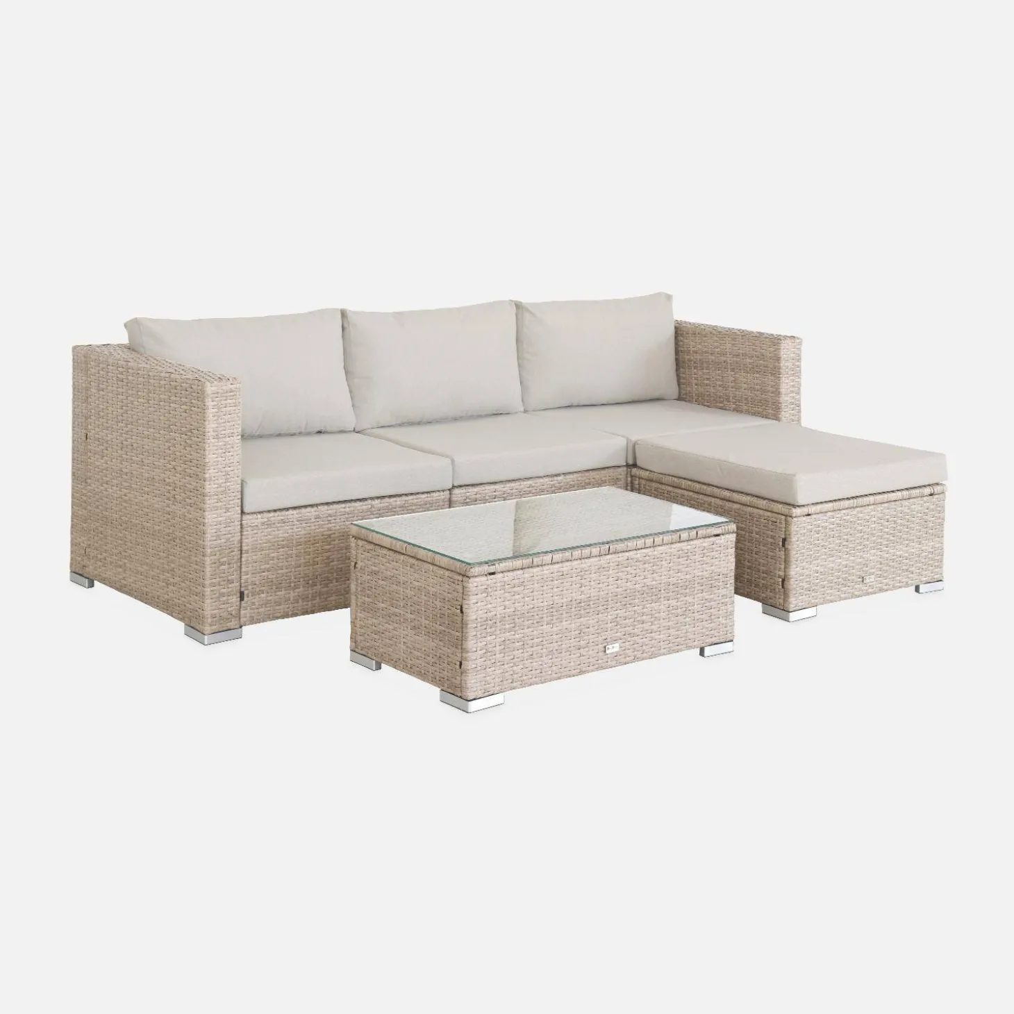 Conjunto de jardim com sofá em resina, 4 lugares