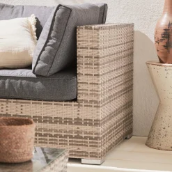 Conjunto de jardim com sofá em resina entrançada, 5 lugares