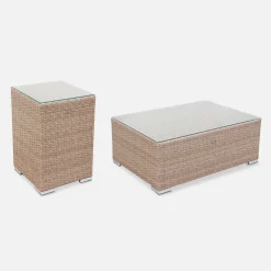 Conjunto de jardim com sofá em resina entrançada, 12 a 14 lugares
