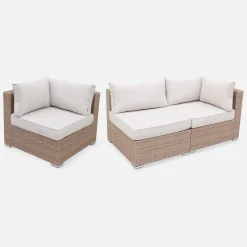 Conjunto de jardim com sofá em resina entrançada, 12 a 14 lugares