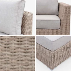 Conjunto de jardim com sofá em resina entrançada, 5 lugares